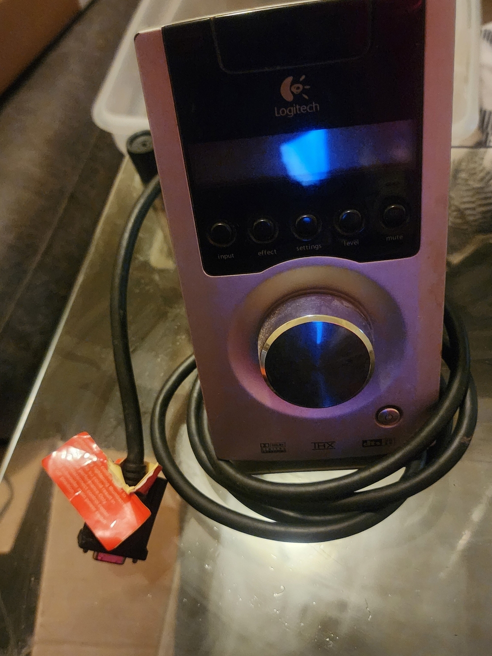Logitech Computer Speaker Subwoofer with Volume Dial - Silver/Purple Accent